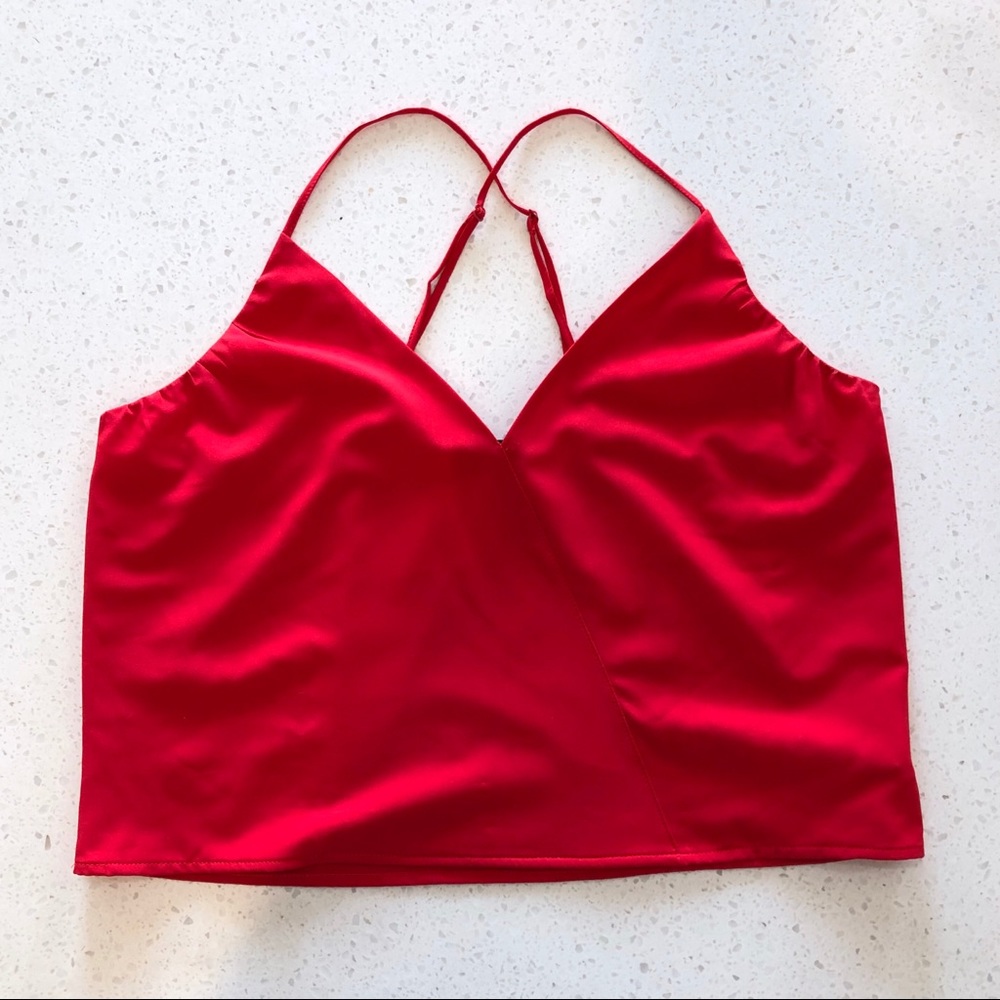 Bebe Red Faux Wrap Front Camisole M